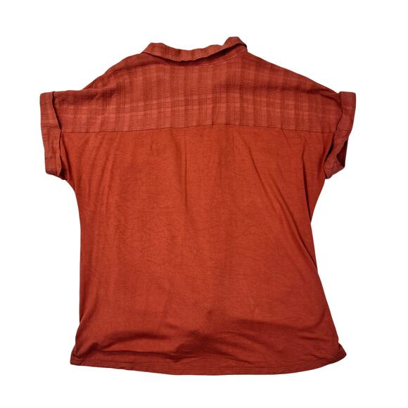 Naif Font-Tie Blouse Brick Red Terracotta Women’s Large Boho Peasant Utility - Picture 2 of 14